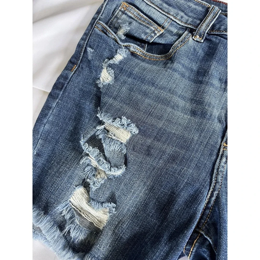 Glamour Farms Boutique Shorts‎ Womens Large Distressed Denim Frayed Hem Casual